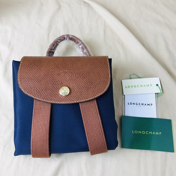 LONGCHAMP Mini Le Pliage Canvas Backpack In Navy Blue - Picture 2 of 13